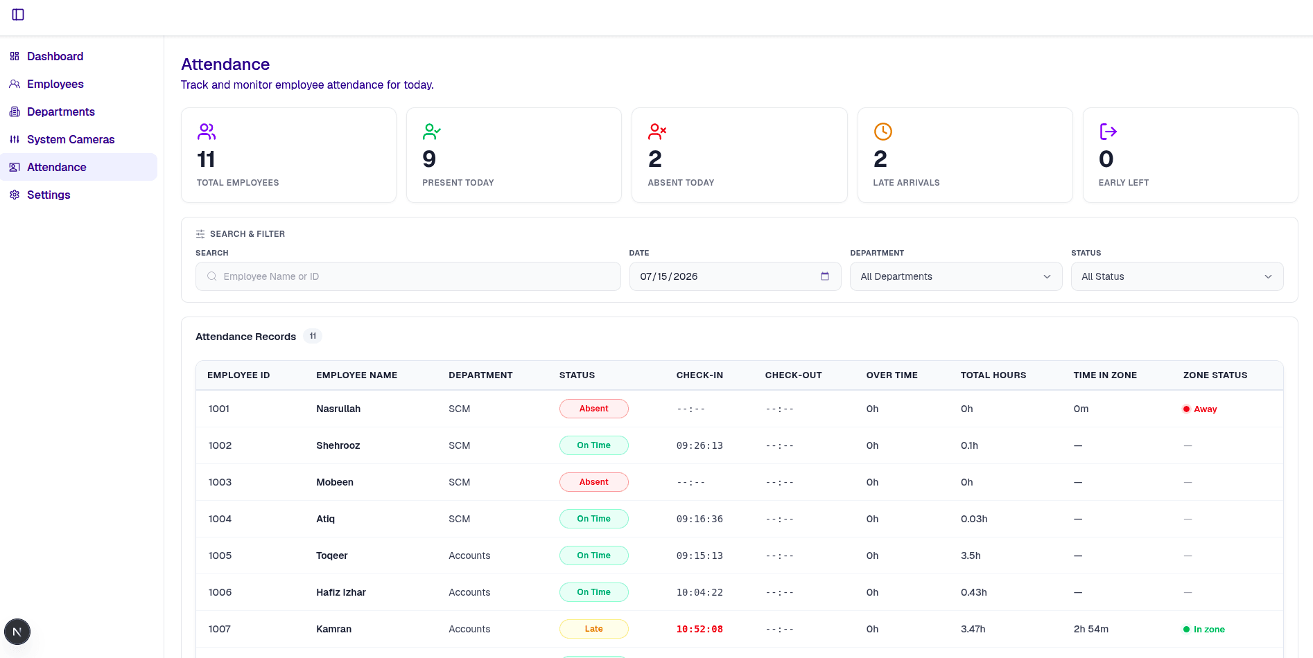 AiVision — CV Attendance & Access Control screenshot 1